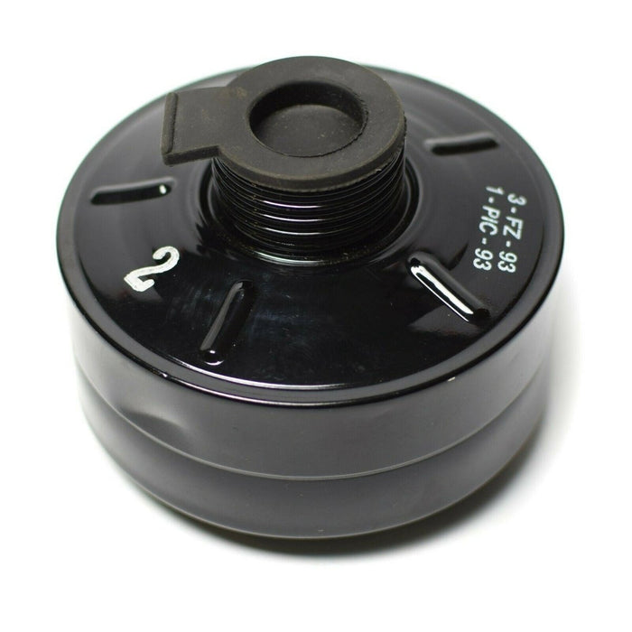 Schwarzer moderner Filter CF F3 40-mm-Gasmaskenkartusche mit 40-mm-Gewinde für die Präsentation von Atemschutzgeräten