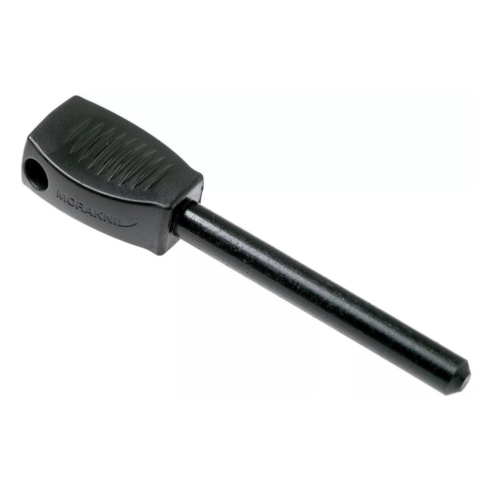 MORAKNIV leichter Feueranzünder aus Stahl in Schwarz mit strukturiertem Griff für einfachen Halt, ideal für Camping und den Einsatz im Freien.