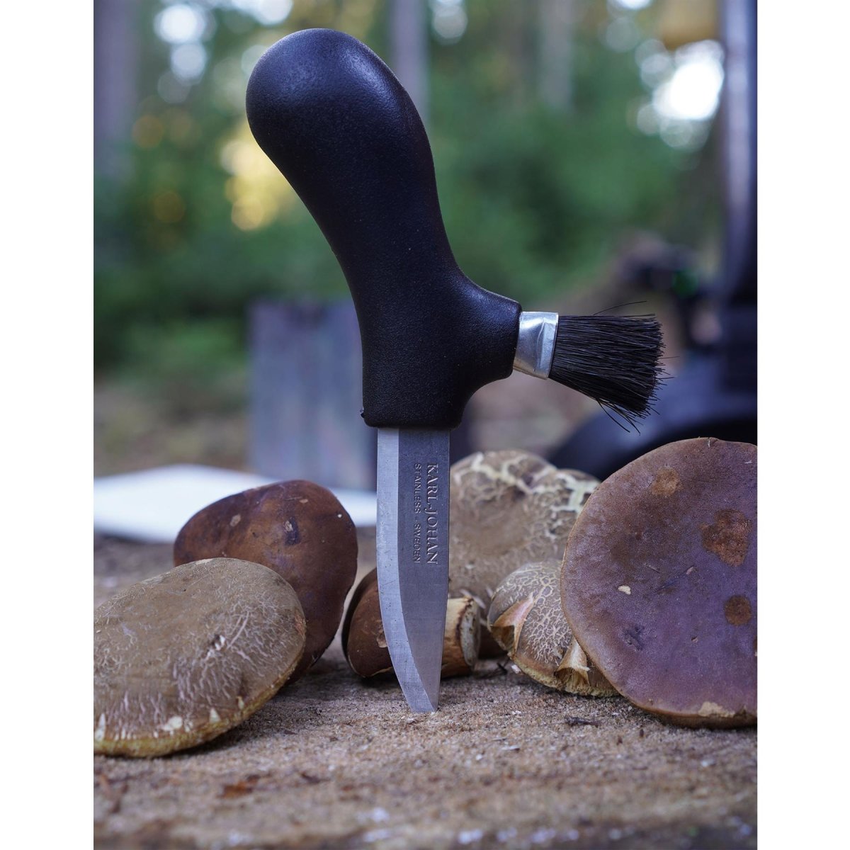 MORAKNIV Pilzsammelmesser, feste Klinge aus recyceltem Edelstahl, gebürstet, Schwarz