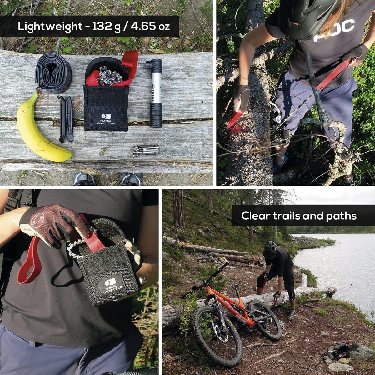 NORDIC POCKET SAW Kompakte tragbare Notfall-Camping-Handkettensäge rote Griffe
