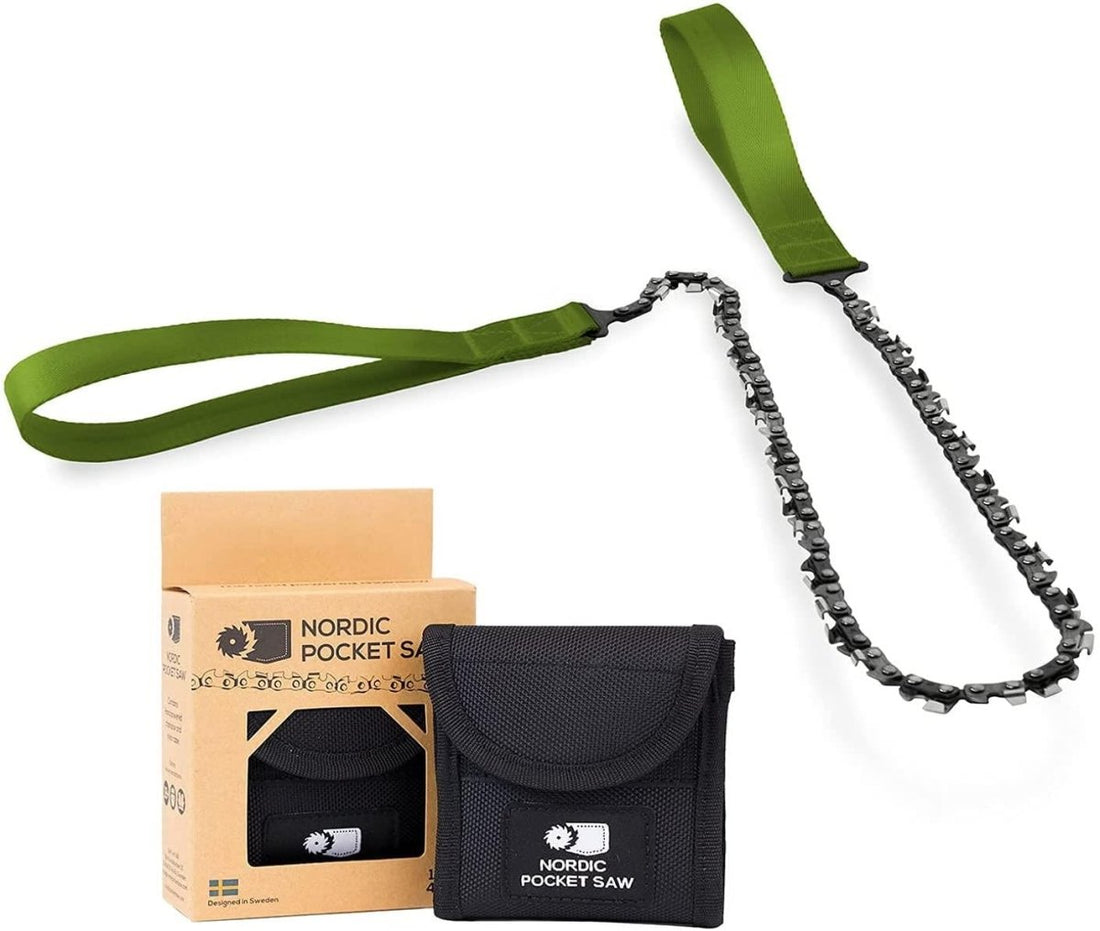 NORDIC POCKET SAW Notfall Outdoor Handkettensäge kompakte Qualität grüne Griffe