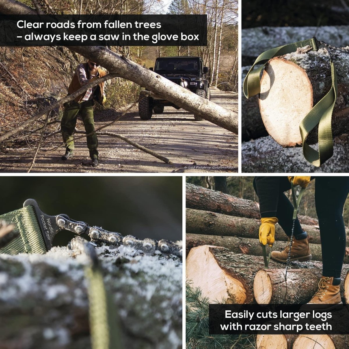 NORDIC POCKET SAW Notfall Outdoor Handkettensäge kompakte Qualität grüne Griffe