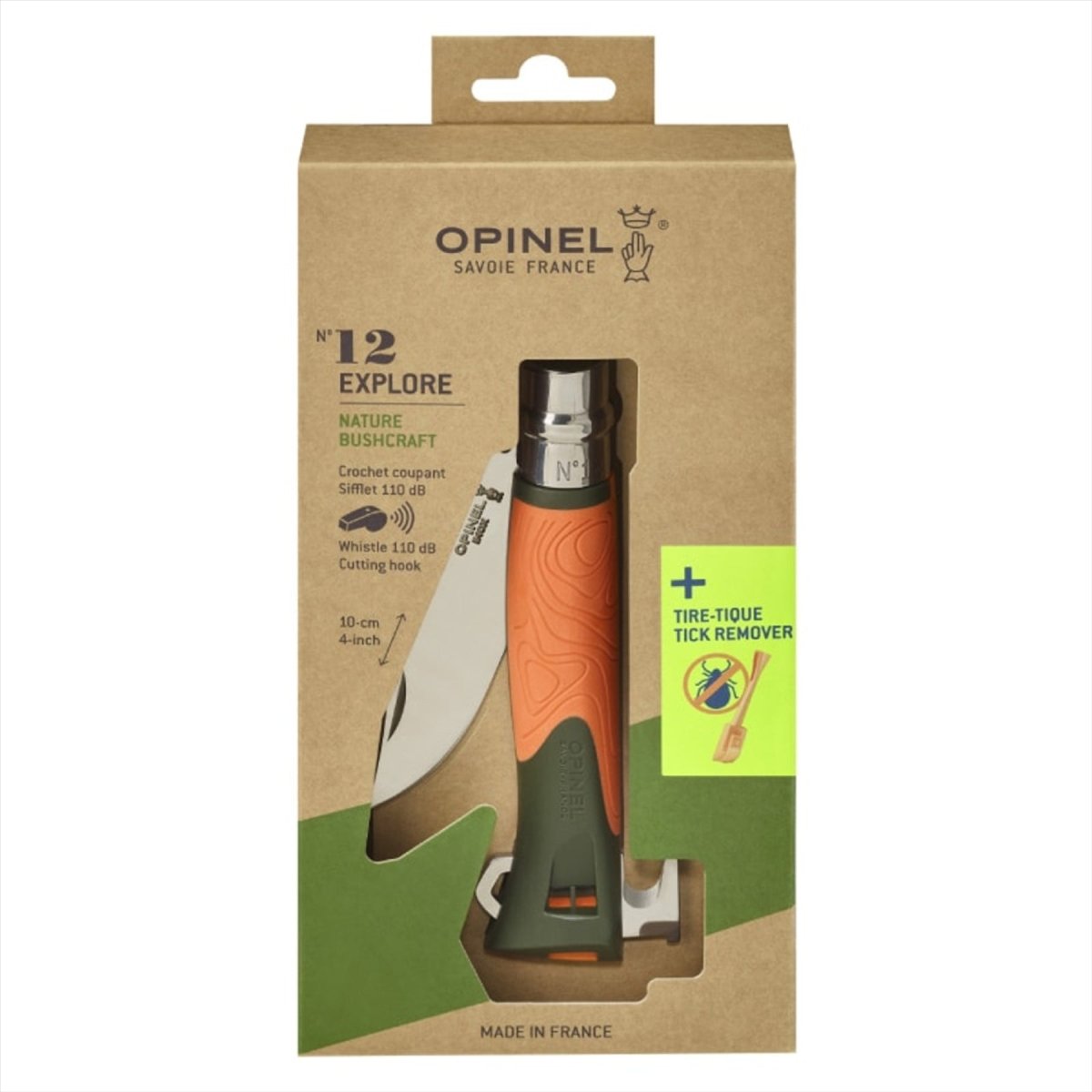 Opinel N°12 Explore faltbares 10-cm-Taschenmesser mit 12C27-Edelstahlklinge