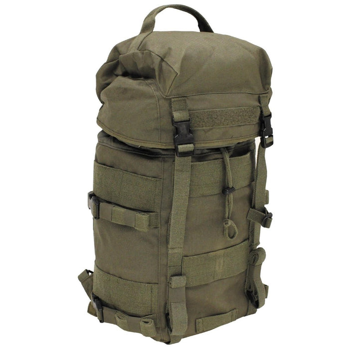 Original österreichischer militärischer taktischer Rucksack mit abnehmbarer oberer Abdeckung, 25 l Außendurchmesser, Grün – GoMilitar