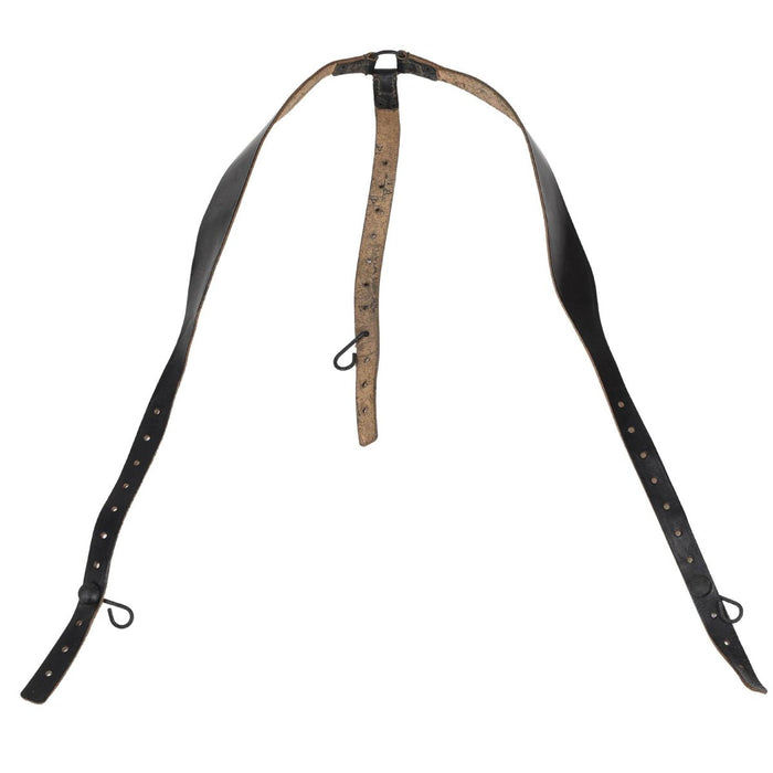 Original österreichischer Militär-Leder-Hosenträger Y - Riemen verstellbar schwarz Vintage - GoMilitar