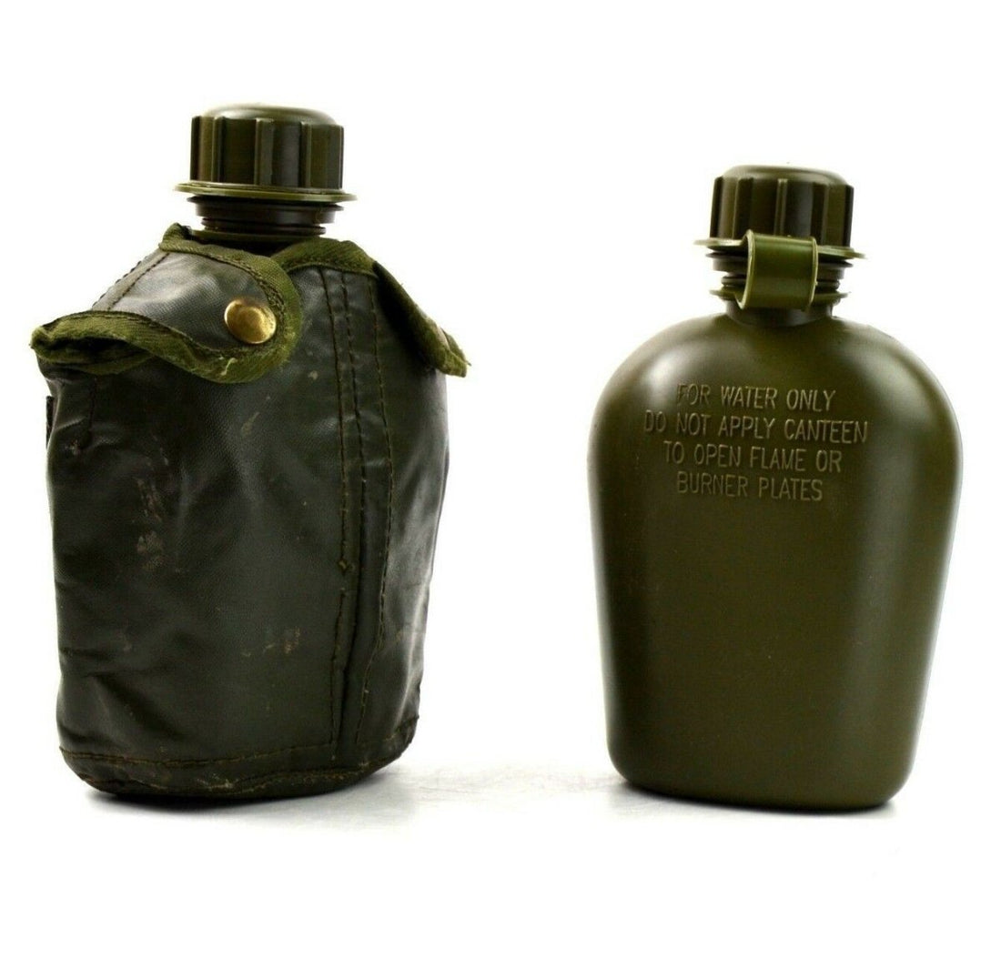 Original belgische Militär-M1-Wasserflasche mit Abdeckung für Feldausrüstung, Flasche, Oliv