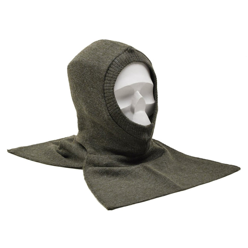 Original Belgium military warm olive balaclava headwear wool rib knitted NEW - GoMilitar
