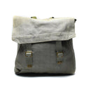Original British Army M37 grey canvas haversack with buckle closure, large vintage military surplus side bag