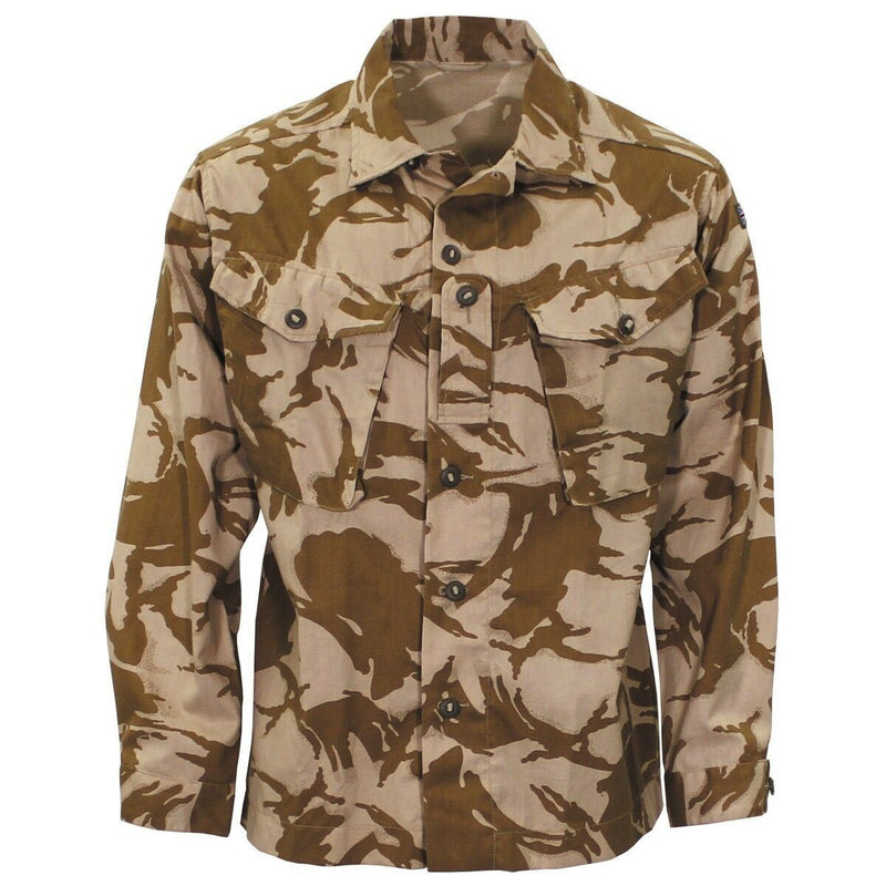British army desert camouflage lightweight military field jacket shirt with buttoned chest pockets