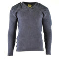 Original britische Armee Pullover Commando Jumper blau grau Pullover Wolle V-Ausschnitt
