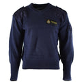 Original britischer Pullover Commando Jumper des Verteidigungsdienstes, blauer Pullover mit V-Ausschnitt