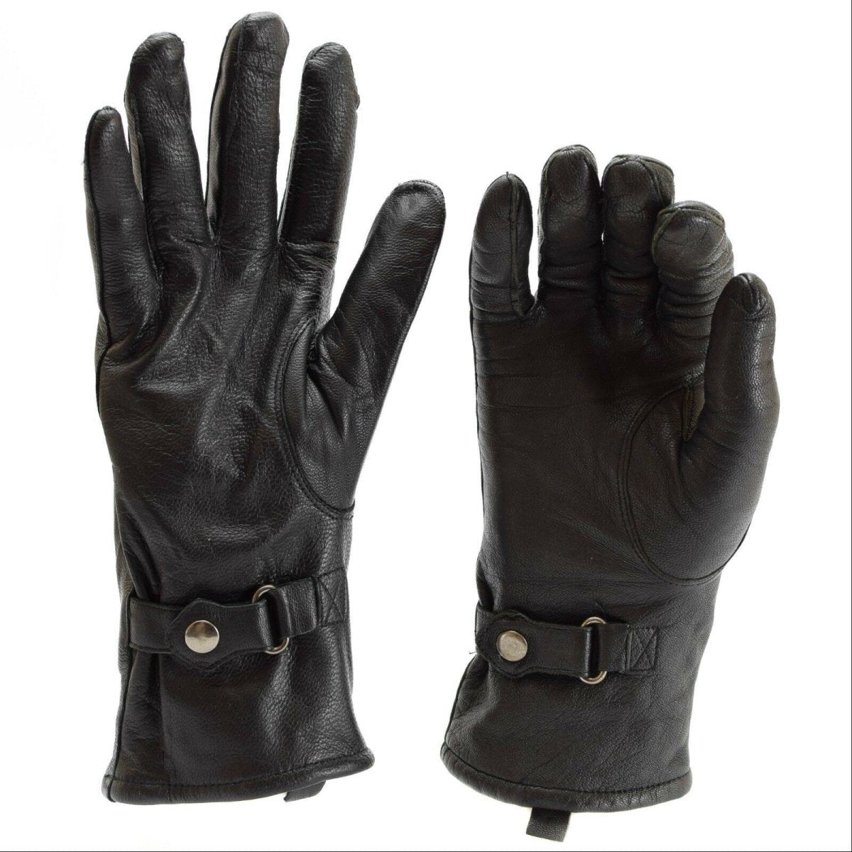 Originale britische Militär-Kampfhandschuhe, Handschlaufen, Leder, Armee-Ausstellung, Schwarz