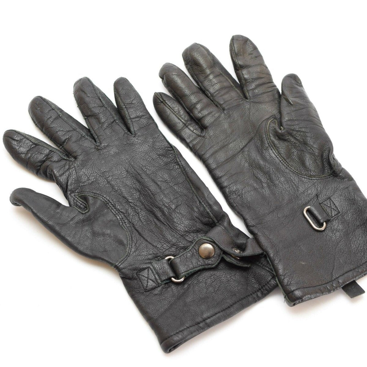 Originale britische Militär-Kampfhandschuhe, Handschlaufen, Leder, Armee-Ausstellung, Schwarz