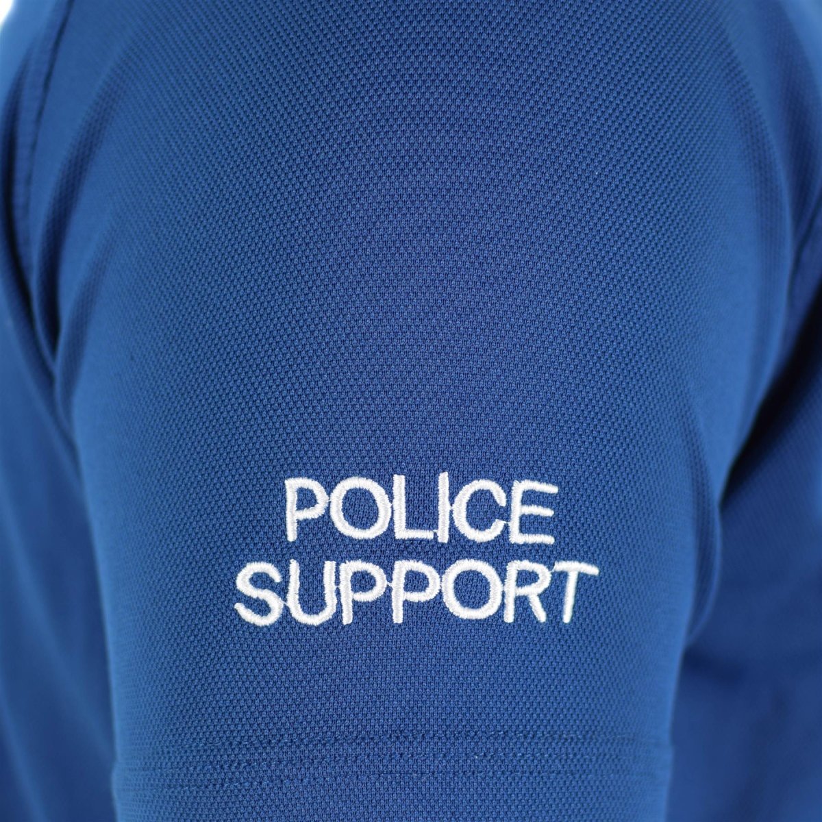 Original britisches Polizei-T-Shirt, blaues, atmungsaktives Material, Frontreißverschluss, Schutzhemd