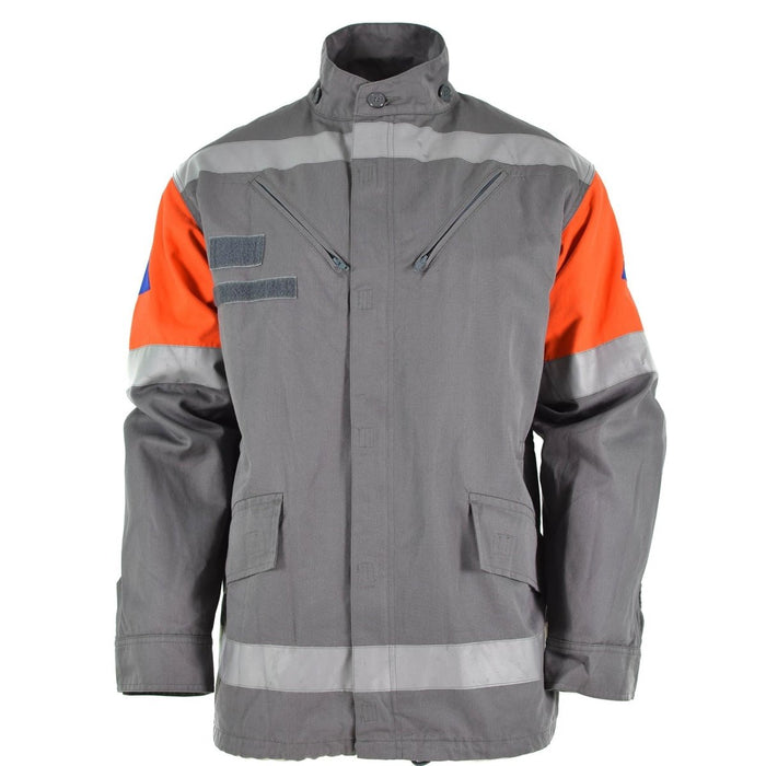 Original tschechische Armeejacke CZ Zivilschutz grauer Feldüberschuss mit reflektierendem Band - GoMilitar