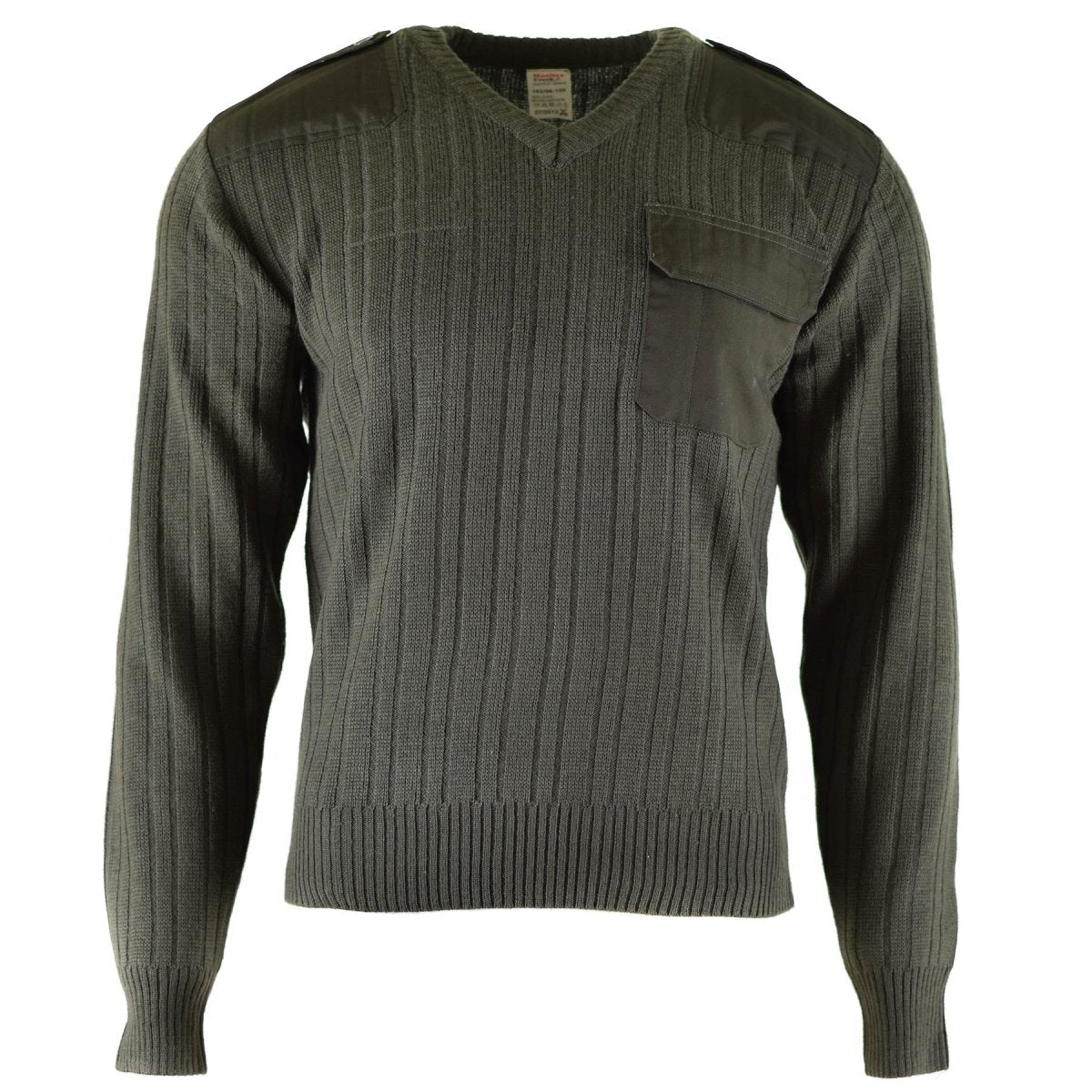 Original tschechischer Armeepullover, olivgrüne Wolle, V-Ausschnitt, Militärüberschuss, NEU