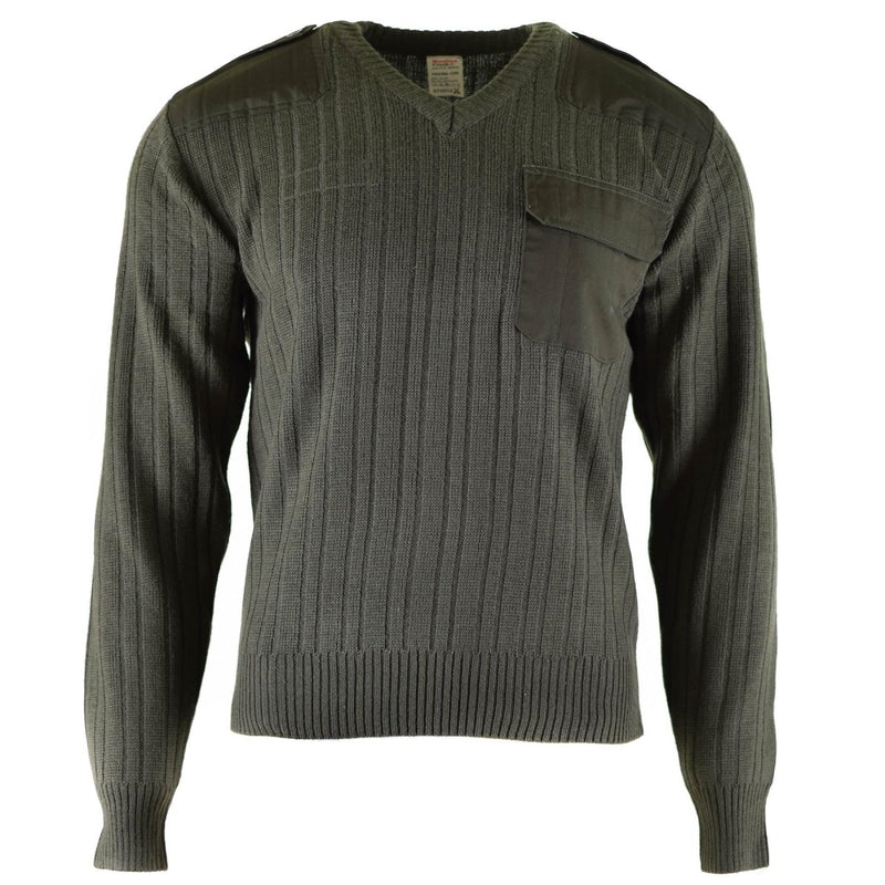 Original tschechischer Armeepullover, olivgrüne Wolle, V-Ausschnitt, Militärüberschuss, NEU
