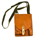 Original Czech flare gun signal pistol case bag with green shoulder strap and brown PVC-coated material design