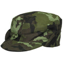 Original Czech Military M95 woodland camouflage field cap with neck cover, durable and breathable for outdoor use