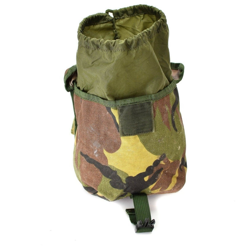 Original Dutch Army medium MOLLE utility pouch in DPM camouflage with drawstring closure and quick-release buckle