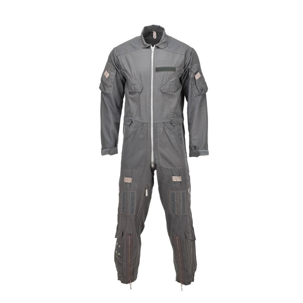 Gray Nomex fire-resistant Dutch Military Air Forces pilot coverall with front zipper and reinforced knees and elbows