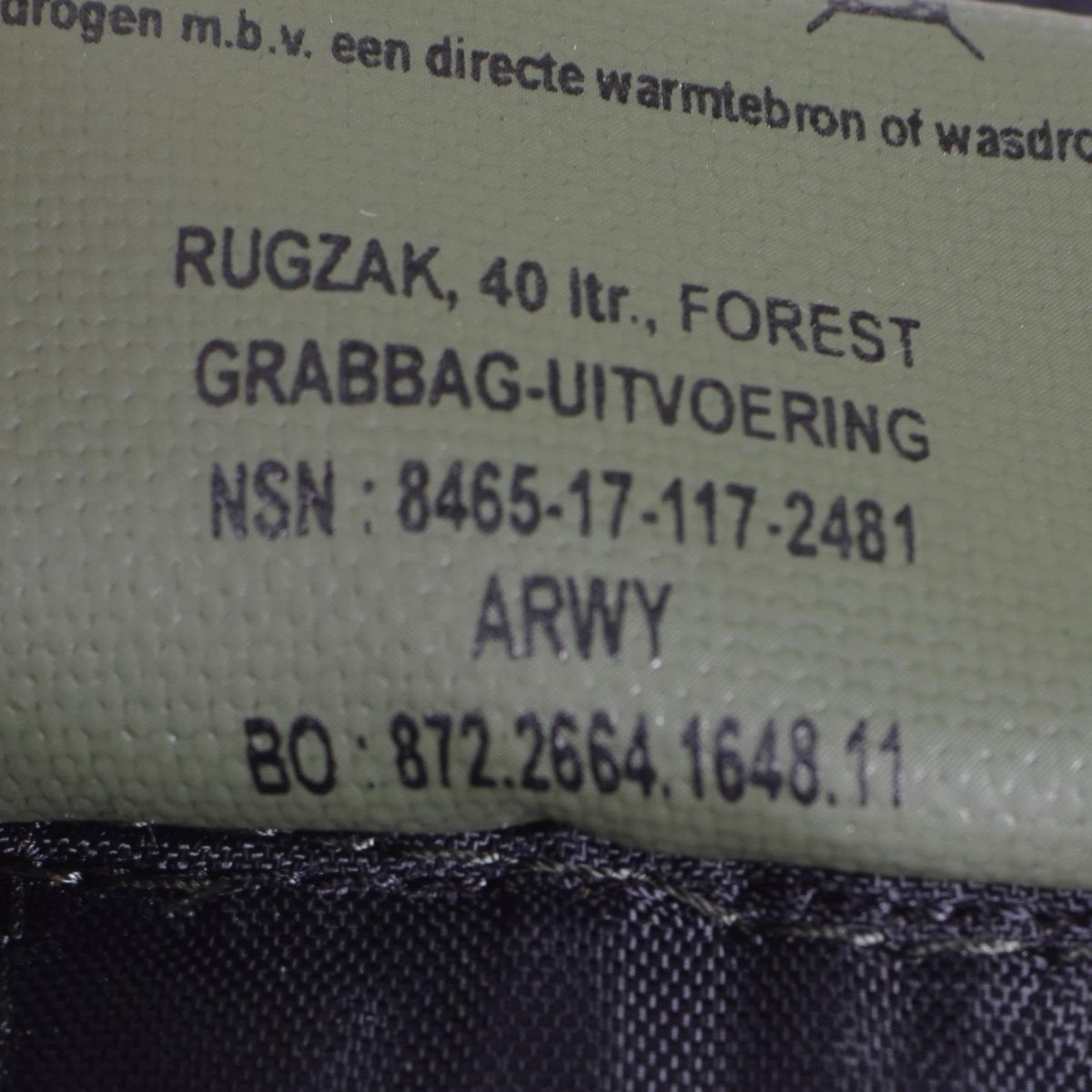 Original niederländischer Militär-Tagesrucksack, Marine-Rucksack, Wander- und Campingrucksack, Woodland, 40 l