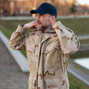 Original niederländische Militärfeldmantel Verstellbare Manschetten Saum Desert Camo