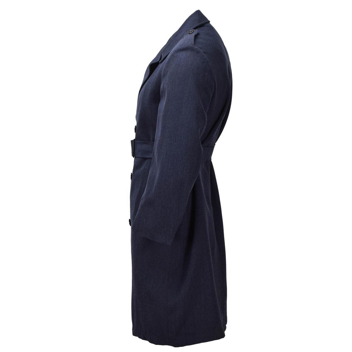 Original holländischer, formeller Militärmantel, zweireihig, blau mit Gürtel