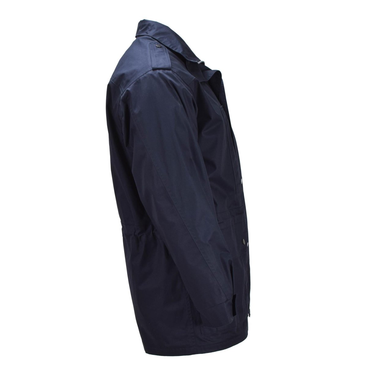 Original niederländischer Militärparka mit mehreren Taschen, hohem Halsausschnitt und Fisherman-Logo in Blau