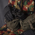 Original niederländische militärische taktische Kampfhandschuhe aus Leder mit Knöchelschutz, Schwarz