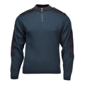 Original niederländischer Militär-Troyer-Pullover, Rippstrick, Viertelreißverschluss, Petrolgrün
