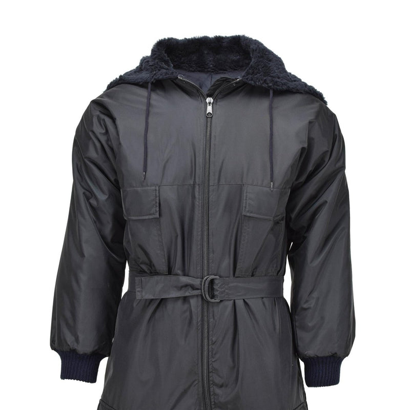 Original Dutch military hooded coverall with quilted liner, adjustable belt, and multiple pockets for cold weather use