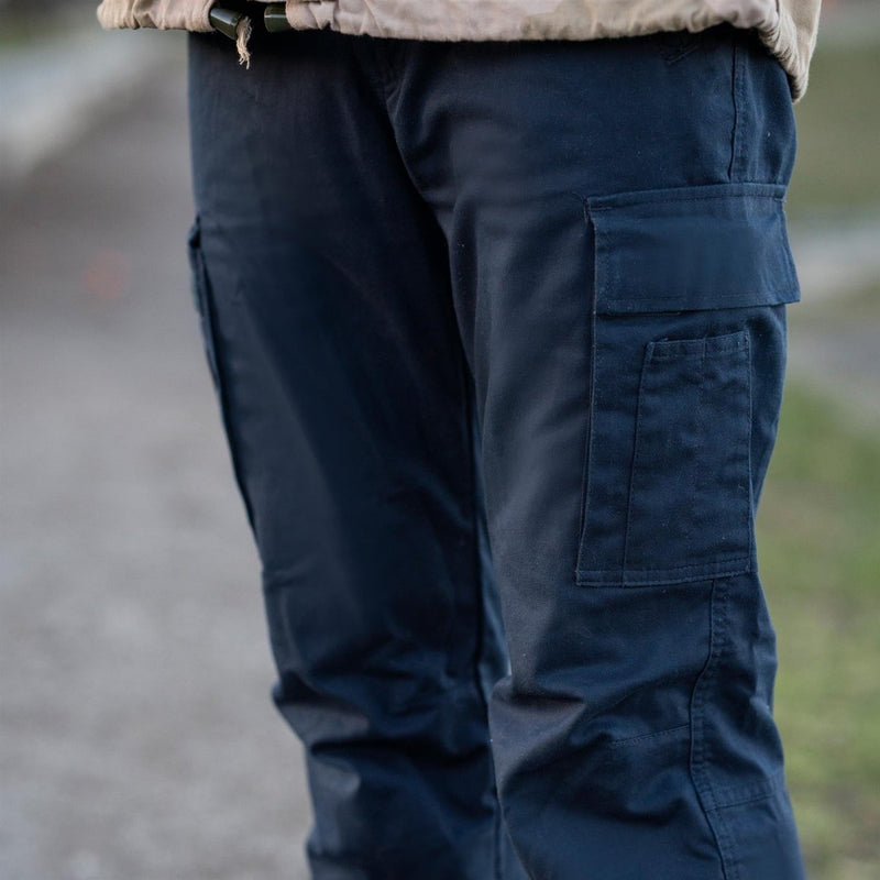 Original niederländische Militär-Arbeitshose für Herren, verstärkte Knie, Cargotaschen, Blau