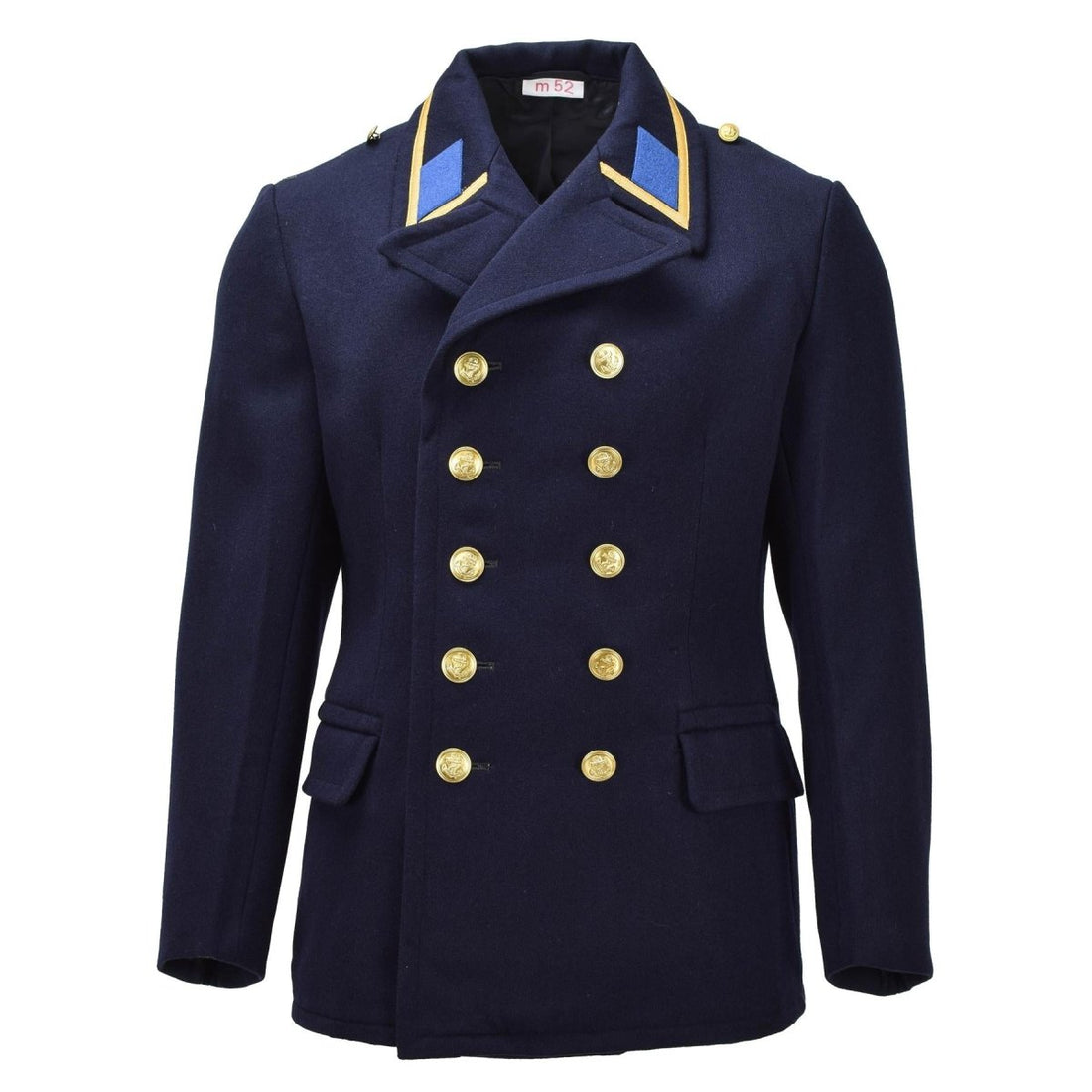 Original ostdeutscher Militär-VM-Mantel, zweireihig, Vintage-Blau
