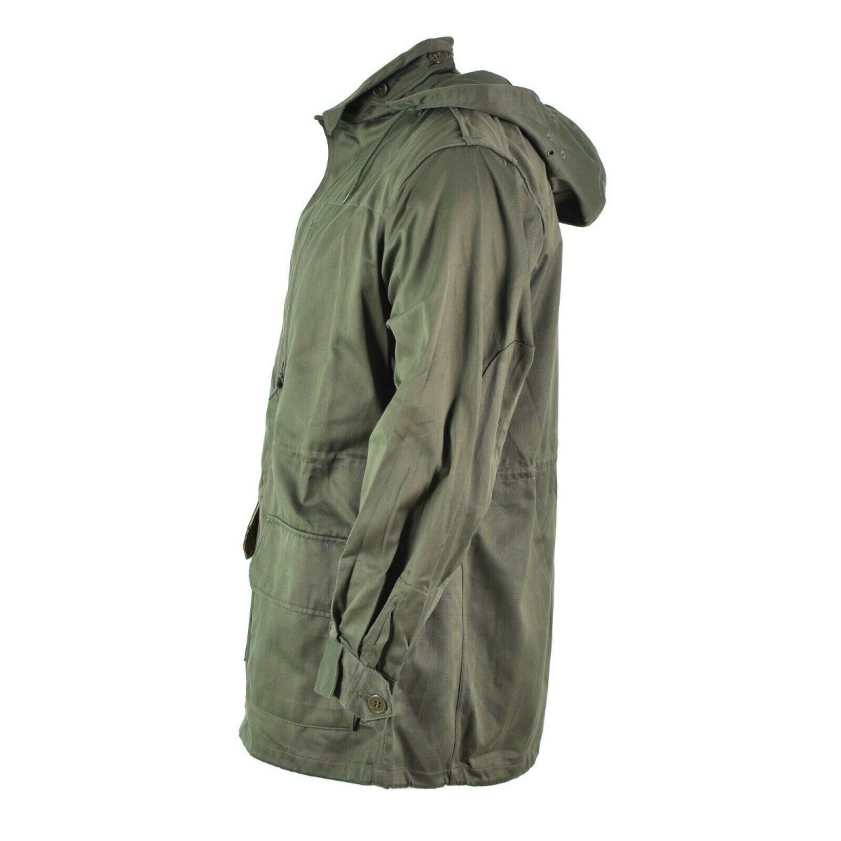 Original französische Armee Olive OD Jacke Müdigkeit Kampf Militär Kapuzenparka Satin