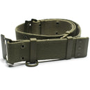 Original French Army Famas Olive OD military webbing belt with quick-release metal buckle and adjustable canvas strap
