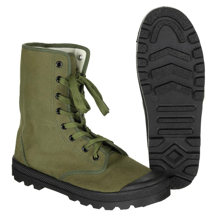 Original französische Militärkommandostiefel, verstärkte Absätze, Vintage Olive – GoMilitar
