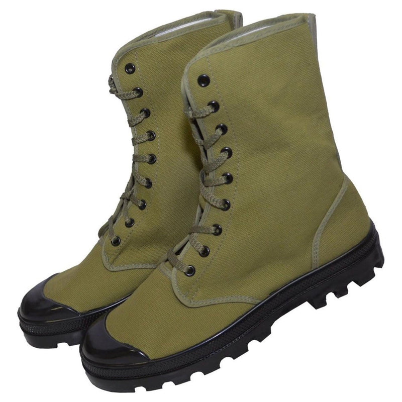 Original französische Militär-Kommandostiefel mit verstärkten Absätzen, Vintage-Olive