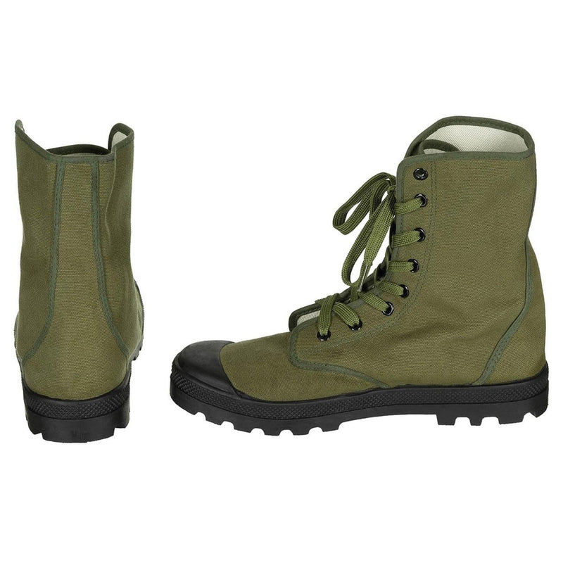 Original französische Militär-Kommandostiefel mit verstärkten Absätzen, Vintage-Olive