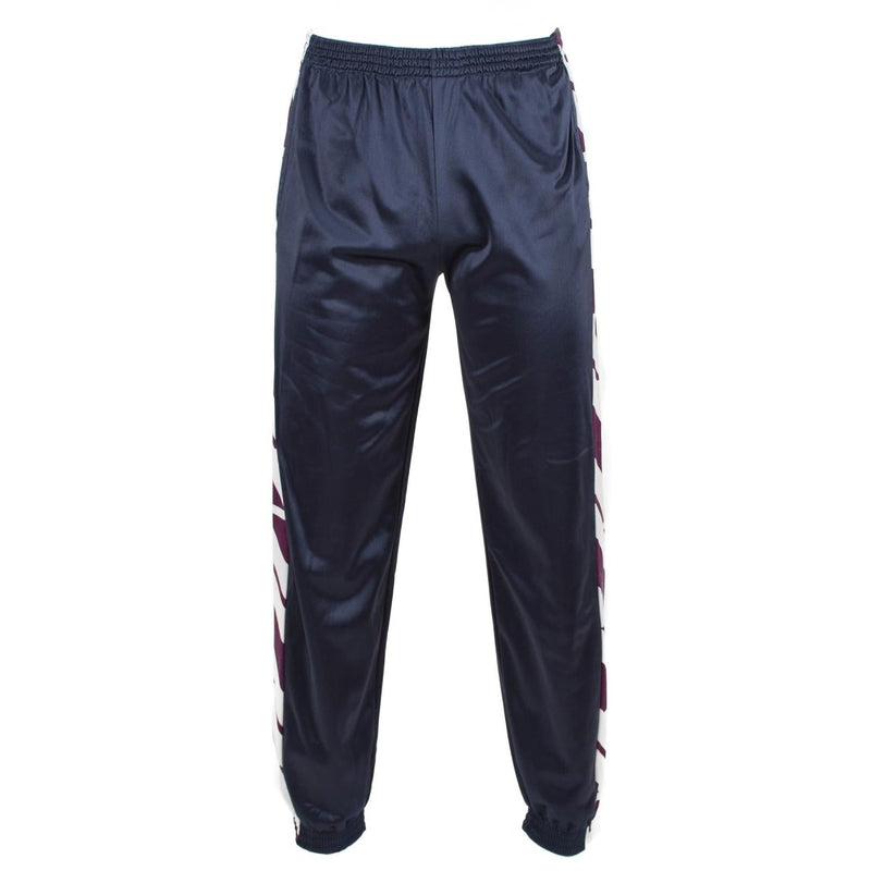 Original French Military school navy sweatpants with striped sides, elastic waist, and bottom for running and hiking.