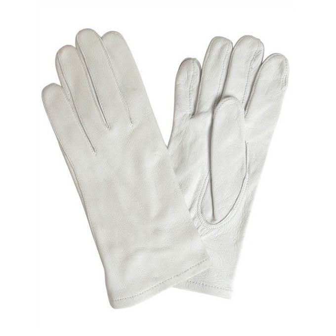 Originale weiße Leder-Paradehandschuhe der Bundeswehr, mittellang, formeller militärischer Überschuss, langlebiges und elegantes Design.