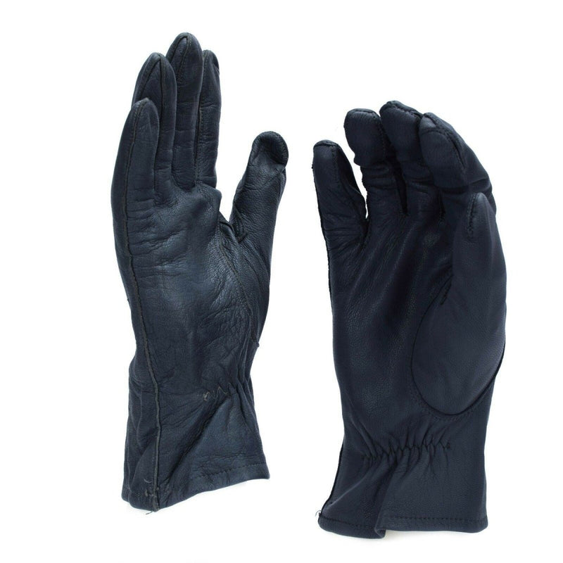 Original German Army gloves made of durable genuine black leather, designed for tactical and everyday use.