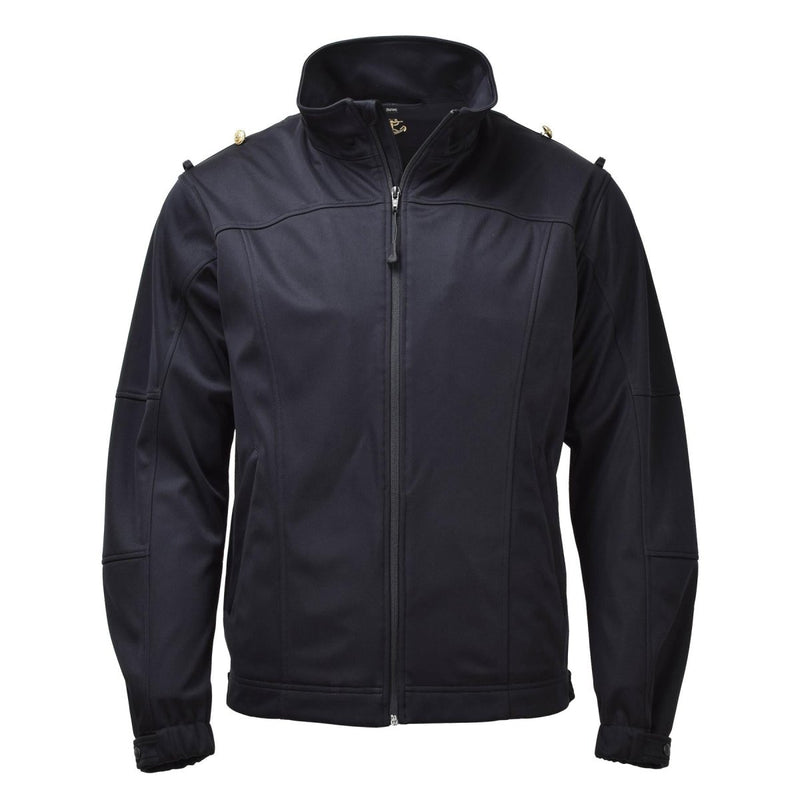 Original German army marine zipped jacket black softshell high collar combat NEW - GoMilitar