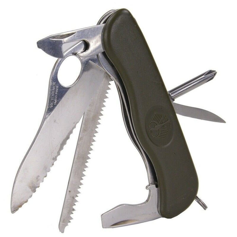 Original German army Victorinox Swiss pocket multitool folding knife with multiple blades and tools for versatile use.