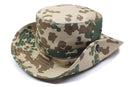 Original German Army tropical camo boonie hat with ventilation holes and wide brim for sun protection in outdoor conditions