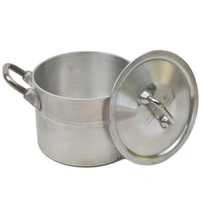 Original deutscher Militär-Aluminium-2-Liter-Campingtopf mit Deckel, langlebig und leicht für Wanderungen und den Einsatz im Freien.