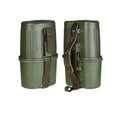 Original deutsche Militärflasche 0,8L, Kunststoff-Feldflasche, Aluminiumbecher, oliv