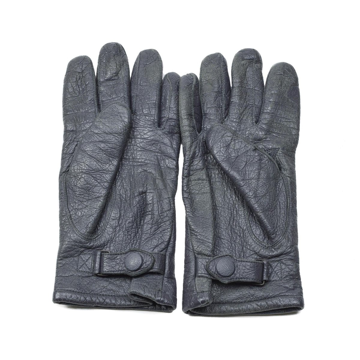 Original deutsche Militär Lederhandschuhe grau Handgelenksriemen Bundeswehr Überschuss
