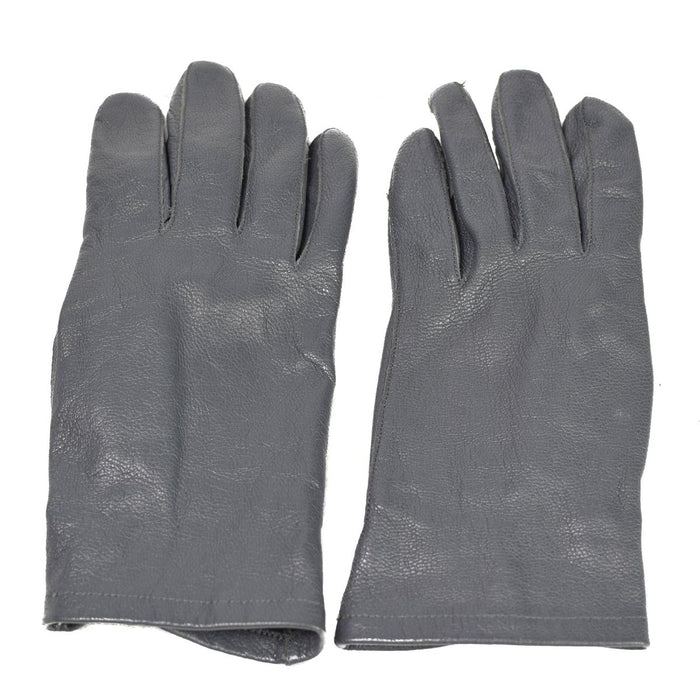 Paar originale graue Lederhandschuhe aus taktischem Militärüberschuss der Bundeswehr, langlebig und im Vintage-Stil.