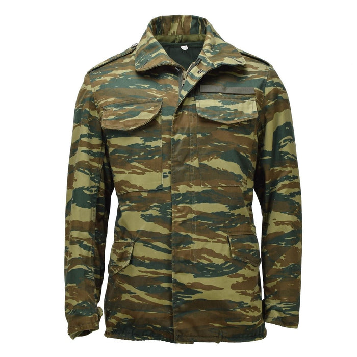 Original griechische Militär-Feldjacke M65 mit herausnehmbarem Innenfutter, Army Issue Lizard Camo – GoMilitar